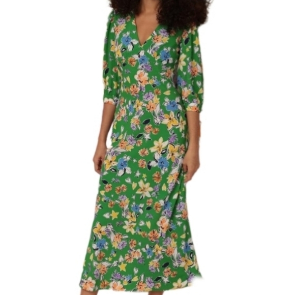 NEW Donna Morgan green floral textured dress with 1/2 sleeves - Picture 4 of 15